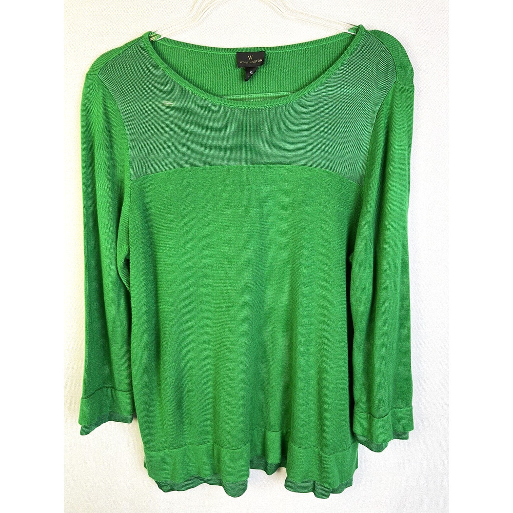 Worthington Light Weigth Sweater Women's XL 3/4 Sleeves Kelly Green